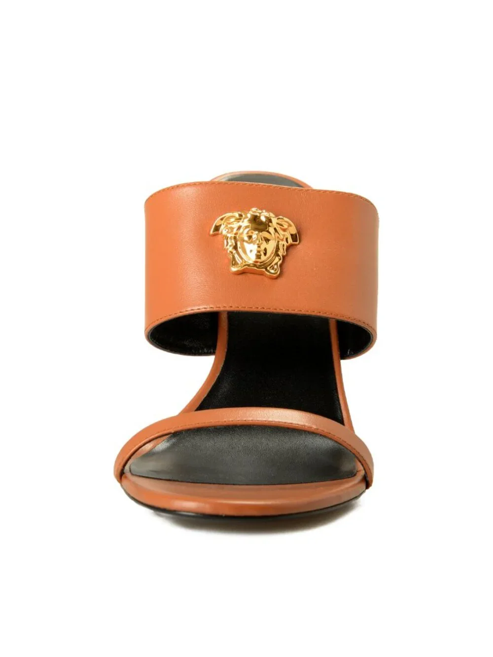 Versace Women's Summer Nude Leather Gold Medusa Mules Sandals Shoes US 11 IT 41